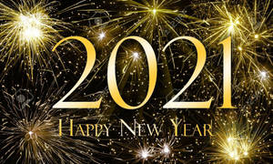 Happy New Year 2021 With Yellow Fireworks Display Wallpaper