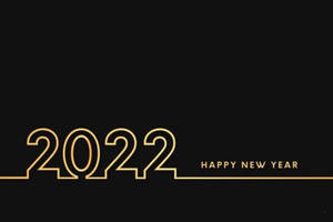 Happy New Year 2022 Gold Outline Wallpaper