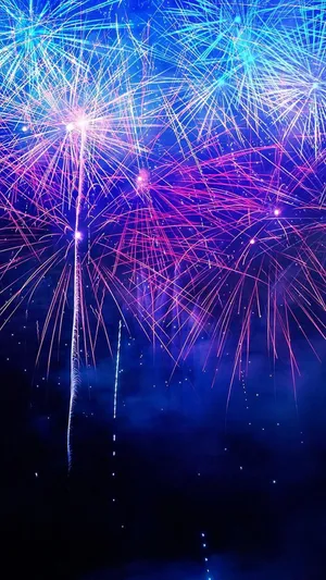 Happy New Year Fireworks With Smoke Iphone Wallpaper
