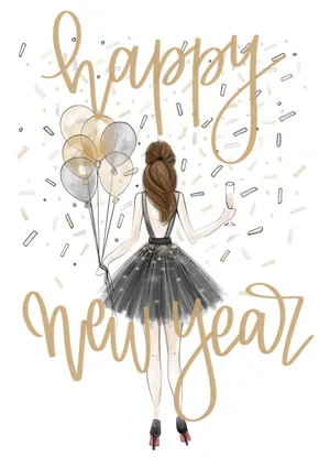 Happy New Year Girly Celebration Wallpaper