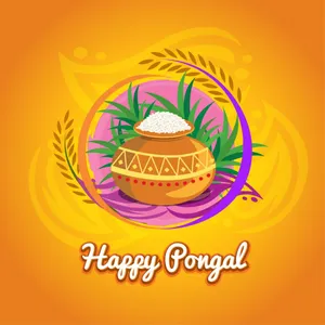 Happy Pongal Digital Drawing Wallpaper