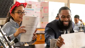 Happy Students Exam Papers Teacher Wallpaper