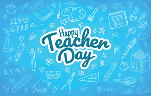 Happy Teachers' Day Blue Pattern Wallpaper
