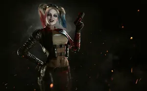 Harley Quinn Injustice 2 Black Background Wallpaper