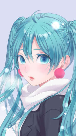 Hatsune Miku Pretty Anime Girl Portrait Phone Wallpaper