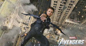 Hawkeye Falling From Building Wallpaper