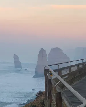 Hazy Great Ocean Road With Twelve Apostles In Australia Wallpaper