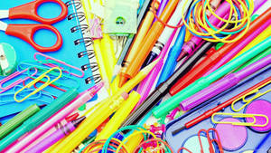 Hd Colorful School Supplies Wallpaper