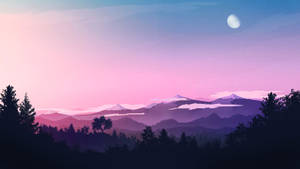 Hd Design Of Purple Mountain View Wallpaper