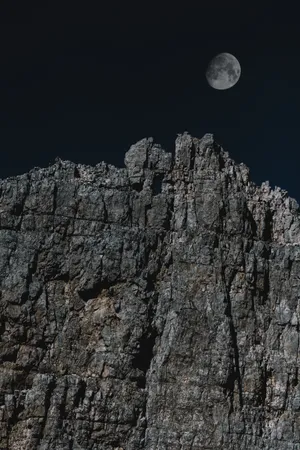 Hd Moon Over Cliffside Wallpaper