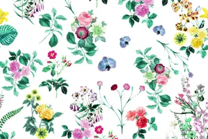 Hd Pattern Multi-colored Flowers Wallpaper