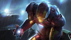 Hd Superhero Iron Man On His Knees Wallpaper