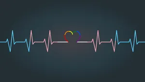 Heartbeat With Rainbow Heart Symbol Wallpaper