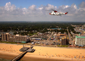 Helicopter Above Virginia Beach Wallpaper