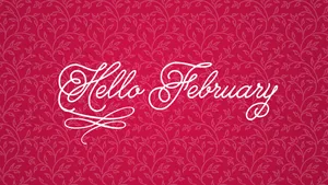 Hello February Greeting Card With A Red Background Wallpaper