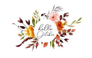 Hello October Graphic In White Background Wallpaper
