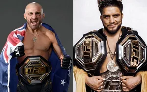 Henry Cejudo And Alex Volkanovski Collage Wallpaper