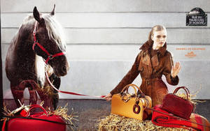 Hermes Horse And Model Wallpaper