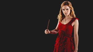 Hermione Granger Looking Beautiful In A Red Dress Wallpaper