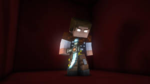 Herobrine Dark Red Background Wallpaper