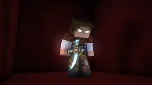 Herobrine Dark Red Background Wallpaper