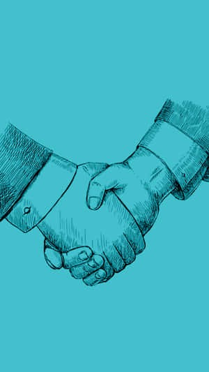 High Definition Illustration Of A Blue Handshake Wallpaper