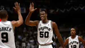 High-five With Nba Star David Robinson Wallpaper