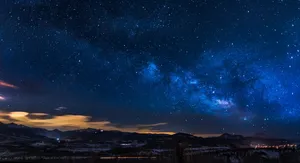 High Resolution Star And Snowy Mountains Wallpaper