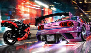 High Speed Race Night City Wallpaper