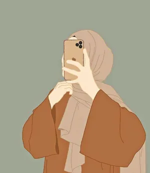 Hijab Cartoon Girl With Iphone Wallpaper