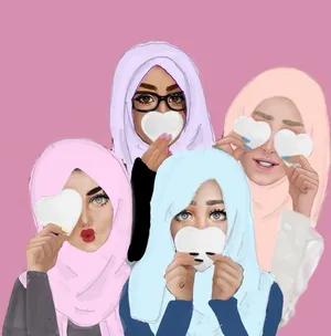 Hijab Girls Graphic Artwork Wallpaper