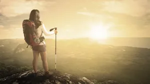 Hiking Woman Enjoying Life Wallpaper