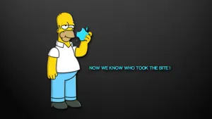 Hilarious Homer Simpson Biting Apple Logo Wallpaper