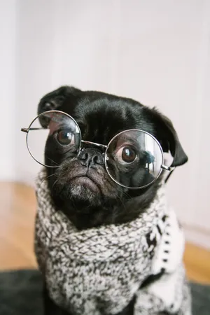 Hilarious Pug With Eyeglasses Wallpaper