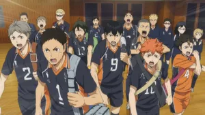 Hinata, Kageyama And The Karasuno Team Take The Court Wallpaper
