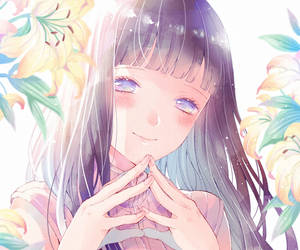 Hinata With Flowers Fanart Wallpaper