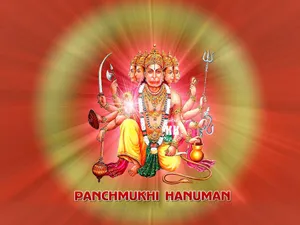 Hindu Deity Panchmukhi Hanuman Bright Palm Wallpaper