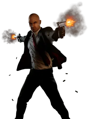 Hitman 2018 Agent 47 Shoots Pistols Wallpaper
