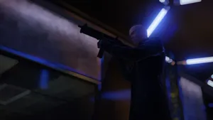 Hitman Agent 47 Walking Through A Hallway Wallpaper