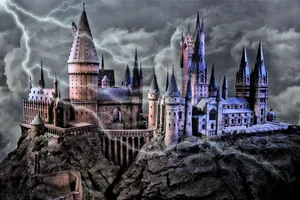 Hogwarts Castle With Lightning And Lightning Wallpaper