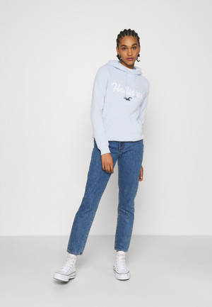 Hollister Stylish Pale Blue Hoodie Wallpaper