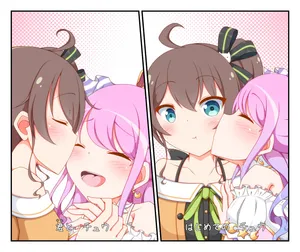Hololive Girls Kissing Artwork Wallpaper