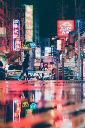 Hong Kong Neon Light Streets Wallpaper