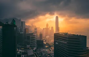 Hong Kong Skyline Sunset Wallpaper