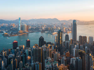 Hong Kong Victoria Harbour At Sunset Wallpaper