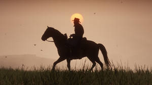 Horse Riding Cowboy Sunset Red Dead Redemption 2 Wallpaper