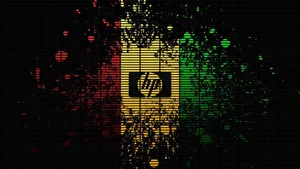 Hp Laptop Logo With Ink Splatters Wallpaper