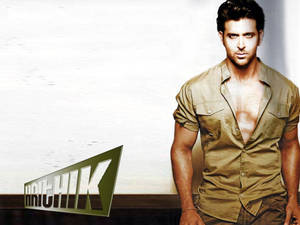 Hrithik Roshan Unbuttoned Khaki Polo Wallpaper