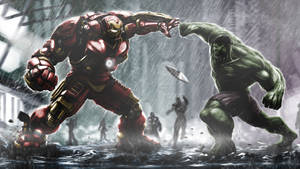 Hulkbuster Vs. Incredible Hulk Hd Wallpaper