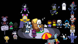 Human And Monster Friends From The Popular Game Series, Undertale And Deltarune Wallpaper
